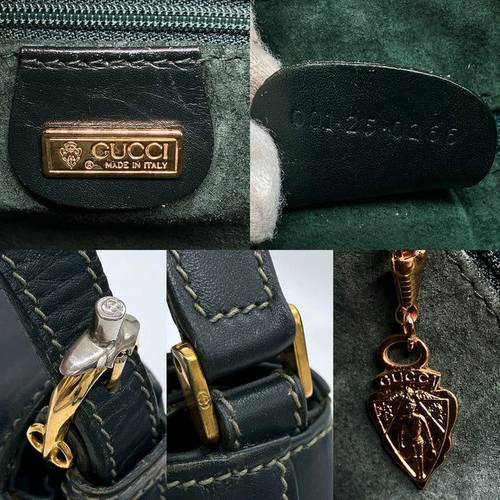 Vintage Gucci Green Suede Leather Bucket Crossbody Bag Gold Hardware
