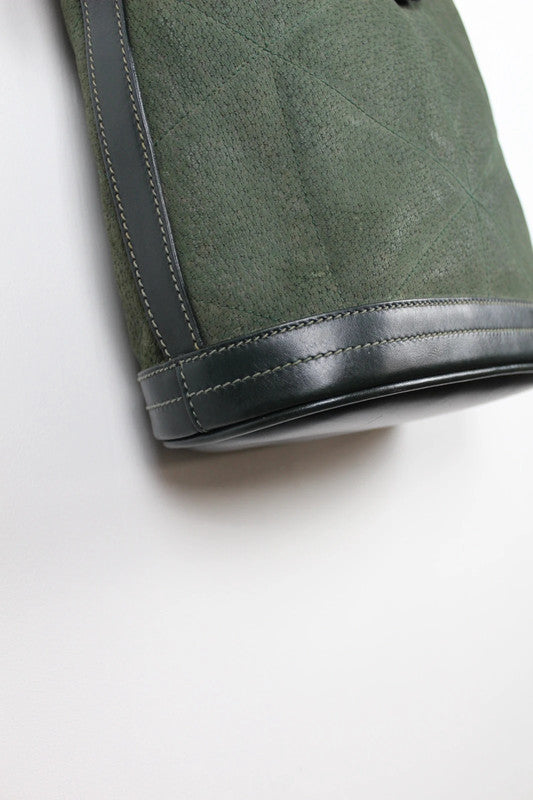 Vintage Gucci Green Suede Leather Bucket Crossbody Bag Gold Hardware