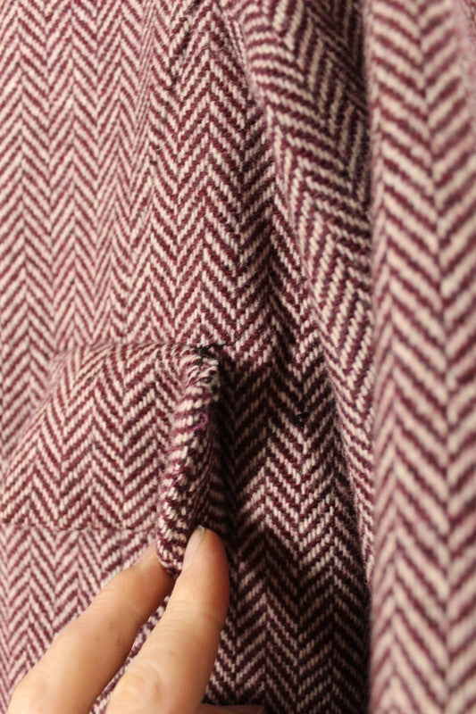 Vintage 60s 70s Gudule Double Breasted Long Wool Tweed Coat - Medium