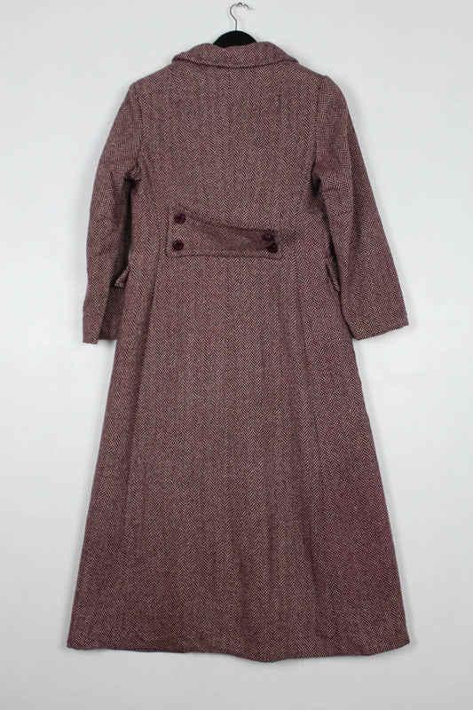 Vintage 60s 70s Gudule Double Breasted Long Wool Tweed Coat - Medium