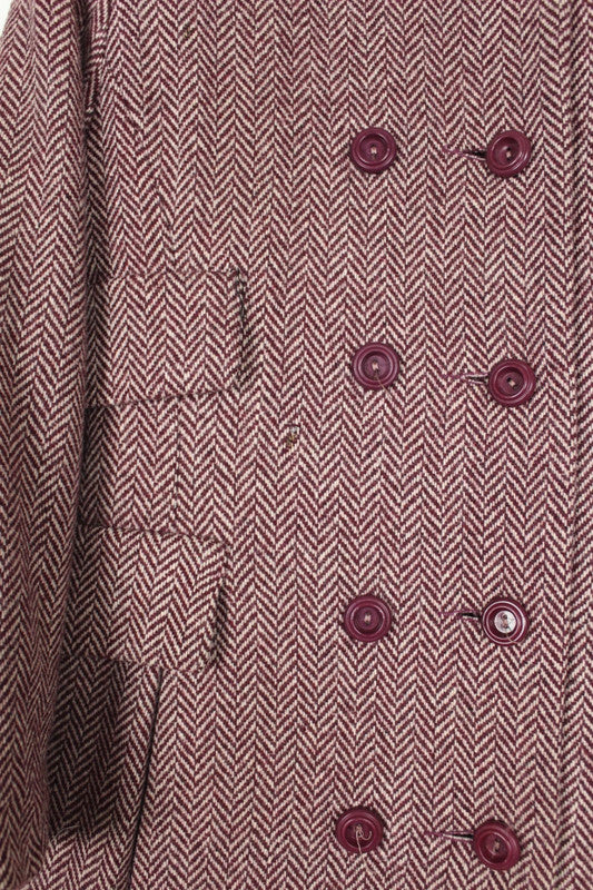 Vintage 60s 70s Gudule Double Breasted Long Wool Tweed Coat - Medium