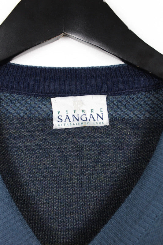 Vintage 80s 90s Pierre Sangan Abstract Geometric V-Neck Sweater Size Medium