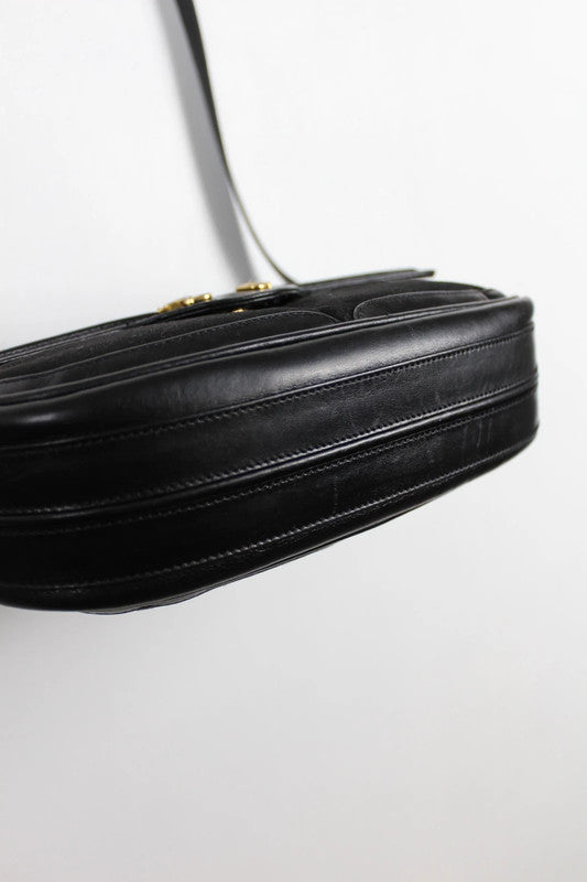 GUCCI Micro GG Shoulder Bag Gold Hardware Canvas Black