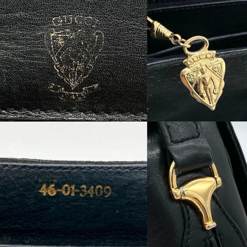 GUCCI Micro GG Shoulder Bag Gold Hardware Canvas Black