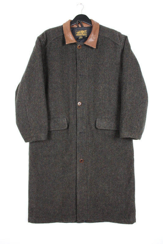 Vintage 90s Eddie Bauer Legend Long Wool Tweed Overcoat Men's Size XL