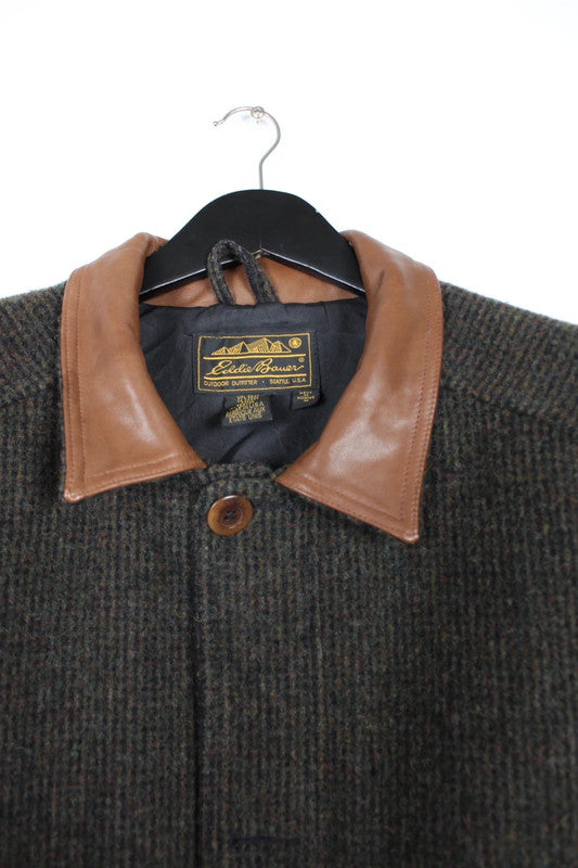 Vintage 90s Eddie Bauer Legend Long Wool Tweed Overcoat Men's Size XL