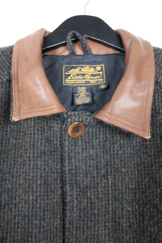Vintage 90s Eddie Bauer Legend Long Wool Tweed Overcoat Men's Size XL
