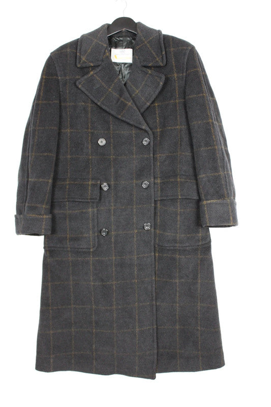 Vintage Aquascutum Double-Breasted Chesterfield Tartan 100% Wool Overcoat Black Grey