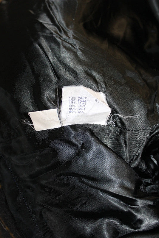Vintage Aquascutum Double-Breasted Chesterfield Tartan 100% Wool Overcoat Black Grey