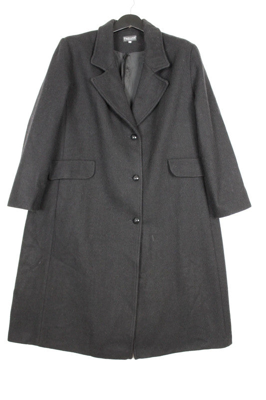 Vintage 80s 90s Charcoal Grey Single Breasted Long Wool Overcoat Size XL