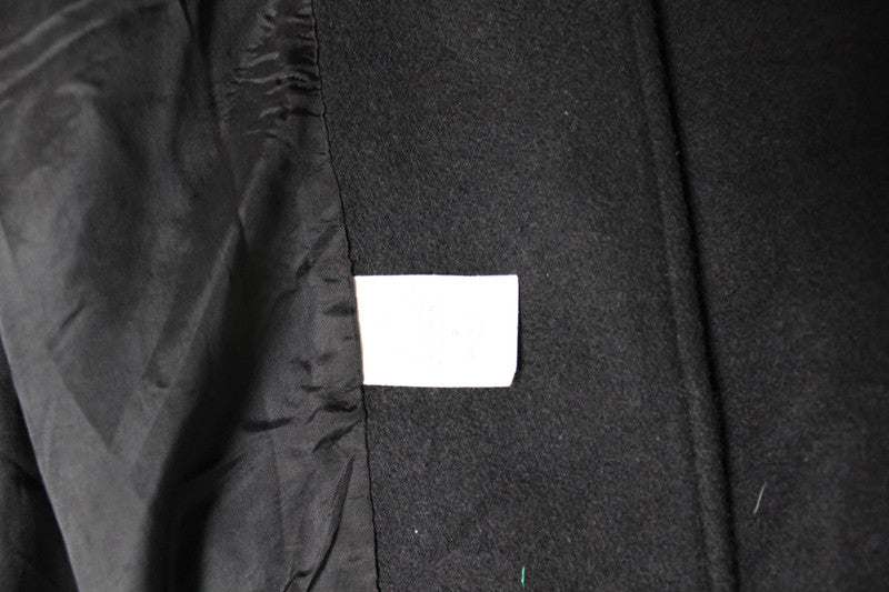 Vintage 80s 90s Charcoal Grey Single Breasted Long Wool Overcoat Size XL