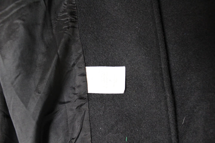 Vintage 80s 90s Charcoal Grey Single Breasted Long Wool Overcoat Size XL
