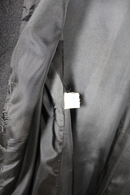 Vintage 80s 90s Charcoal Grey Single Breasted Long Wool Overcoat Size XL
