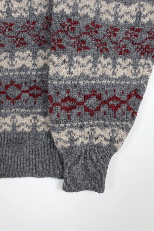 Vintage Heather &amp; Tweed 80s 90s Shetland Wool Fair Isle wool crewneck jumper Size