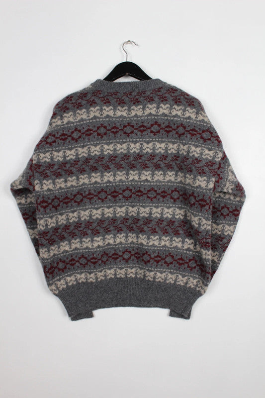 Vintage Heather &amp; Tweed 80s 90s Shetland Wool Fair Isle wool crewneck jumper Size