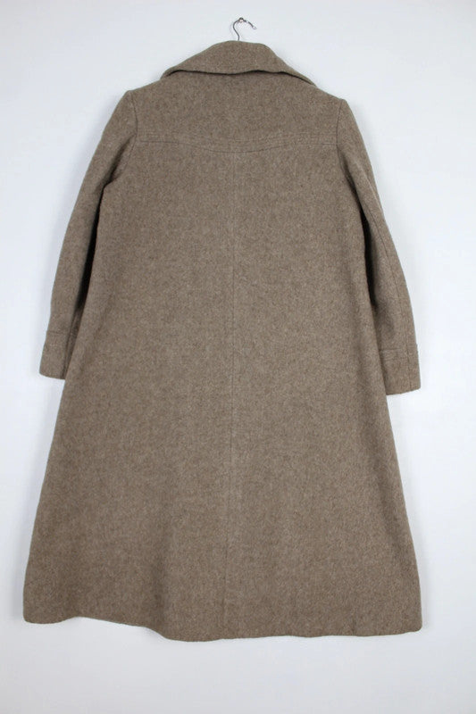 Vintage 70s A-Line Single Breasted Wool Coat Beige Size Small