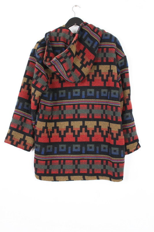 Vintage 80s 90s Missoni Sport Navajo Aztec Geometric Hooded Duffel Coat Medium