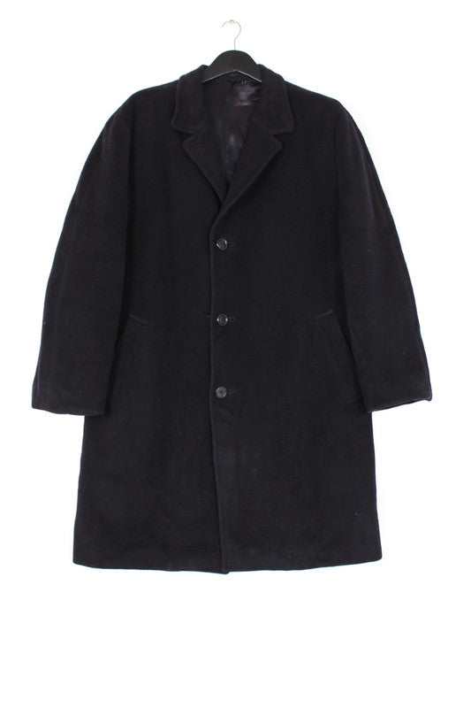 Vintage 90s Burton Navy Single Breasted Long Wool Crombie Overcoat Men's Large