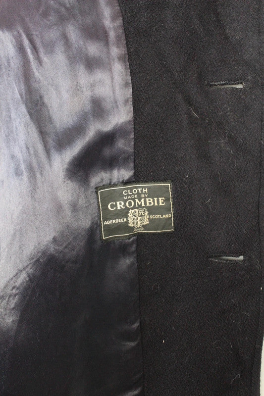 Vintage 90s Burton Navy Single Breasted Long Wool Crombie Overcoat Men's Large