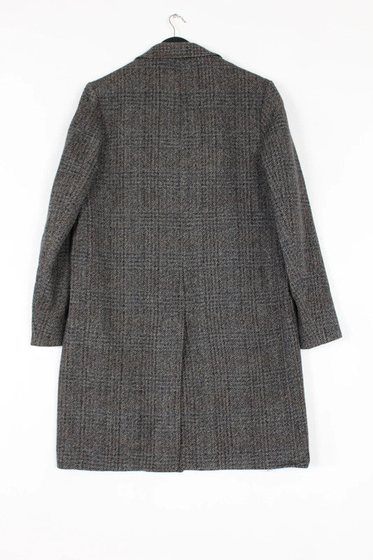 Vintage 70s 80s Dhobi Single Breasted Long Wool Tweed Coat Men's Medium