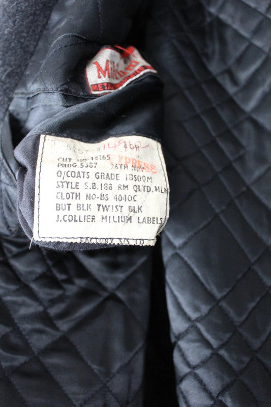 Vintage 70s 80s John Collier Charcoal Grey Single Breasted Long Wool Overcoat Men's