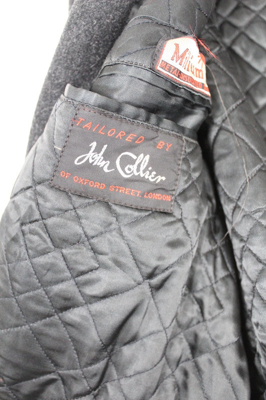 Vintage 70s 80s John Collier Charcoal Grey Single Breasted Long Wool Overcoat Men's