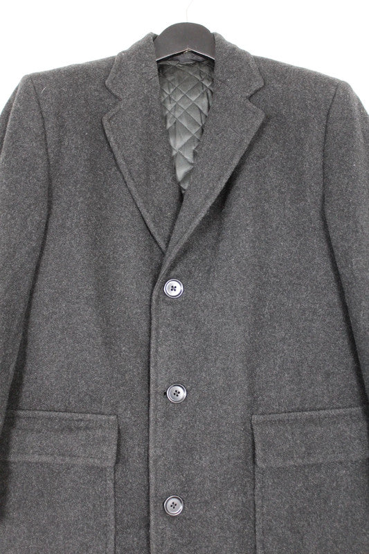 Vintage 70s 80s John Collier Charcoal Grey Single Breasted Long Wool Overcoat Men's