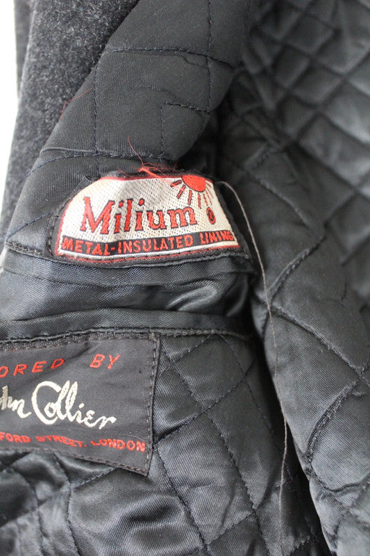 Vintage 70s 80s John Collier Charcoal Grey Single Breasted Long Wool Overcoat Men's