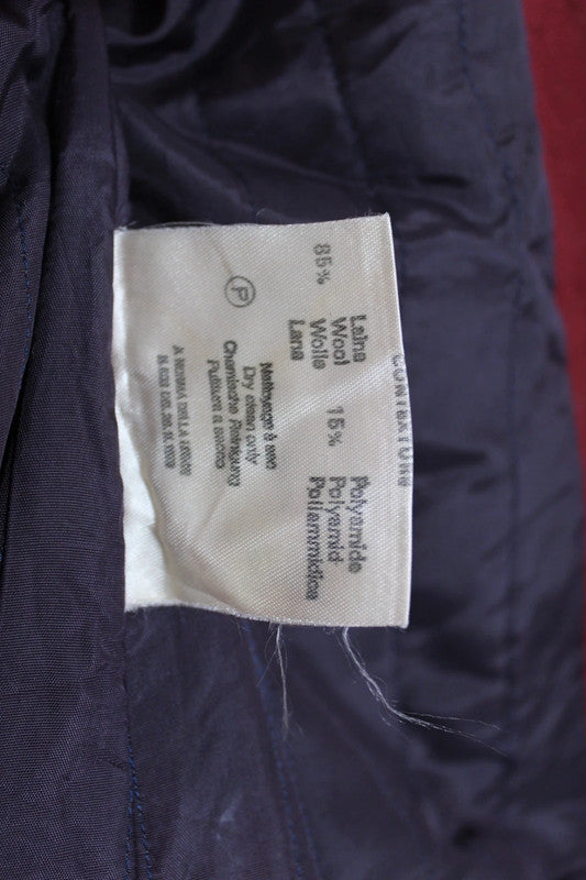 Vintage 70s 80s André Bercher Navy Wool Hooded A-Line Coat Red Lining XS