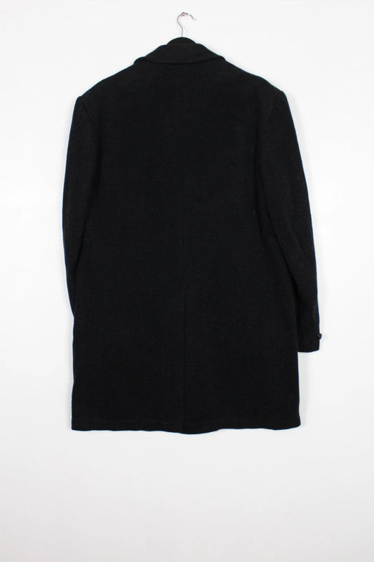 Vintage 80s 90s Haggar Charcoal Grey Wool Overcoat Single Breasted 42 / Medium