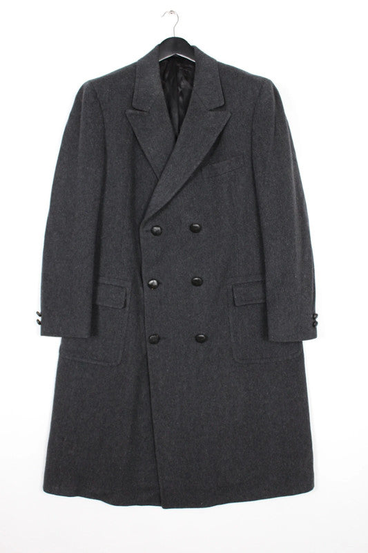 Vintage 80s 90s Hart Schaffner &amp; Marx Grey Wool Overcoat Double Breasted Large