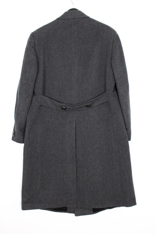 Vintage 80s 90s Hart Schaffner &amp; Marx Grey Wool Overcoat Double Breasted Large
