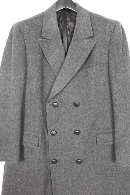 Vintage 80s 90s Hart Schaffner &amp; Marx Grey Wool Overcoat Double Breasted Large