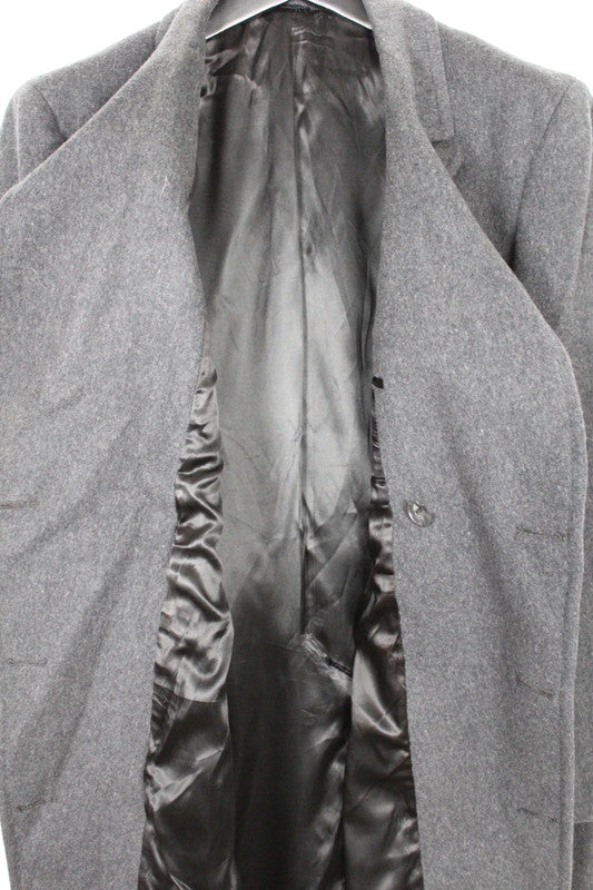 Vintage 80s 90s Hart Schaffner &amp; Marx Grey Wool Overcoat Double Breasted Large