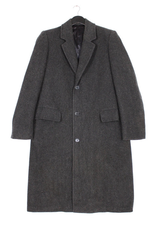 Vintage 80s 90s London Fog Grey Wool Overcoat Single Breasted Medium