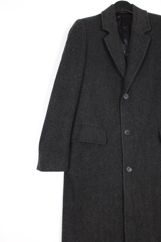 Vintage 80s 90s London Fog Grey Wool Overcoat Single Breasted Medium