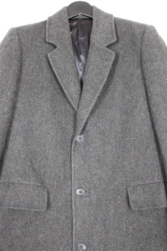 Vintage 80s 90s London Fog Grey Wool Overcoat Single Breasted Medium