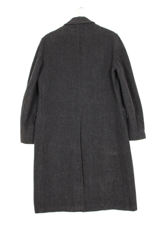 Vintage 80s 90s London Fog Grey Wool Overcoat Single Breasted Medium