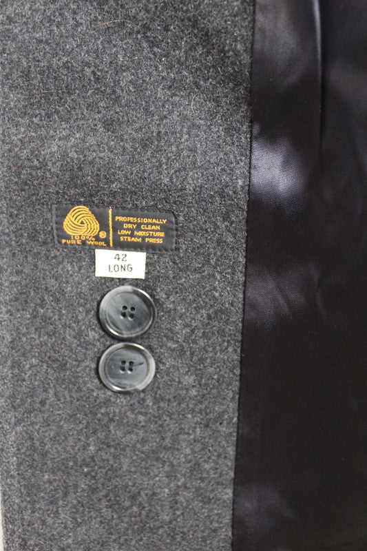 Vintage 80s 90s London Fog Grey Wool Overcoat Single Breasted Medium