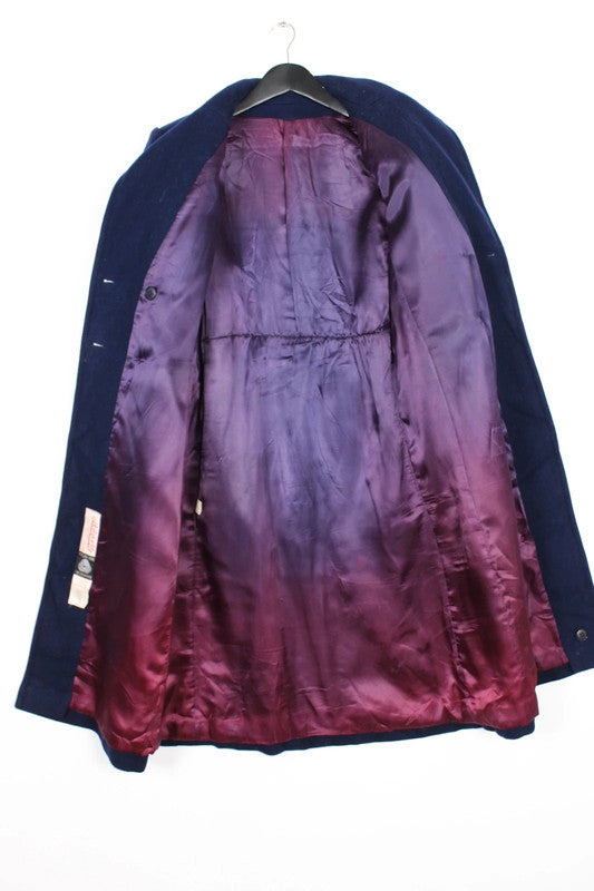 Vintage 70s 80s Adorable Junior Navy Pure Virgin Wool Coat XS