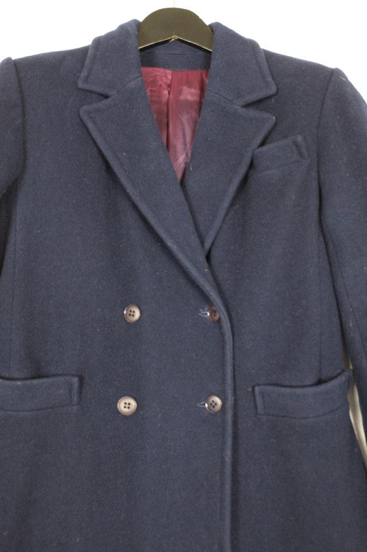 Vintage 70s 80s Adorable Junior Navy Pure Virgin Wool Coat XS