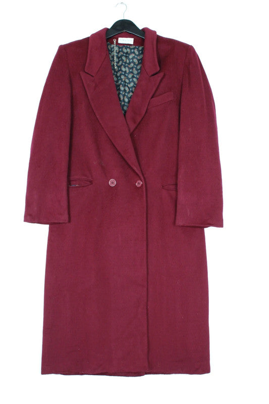 Vintage 80s 90s Ashley Scott Burgundy Virgin Wool Overcoat Paisley Lining Large