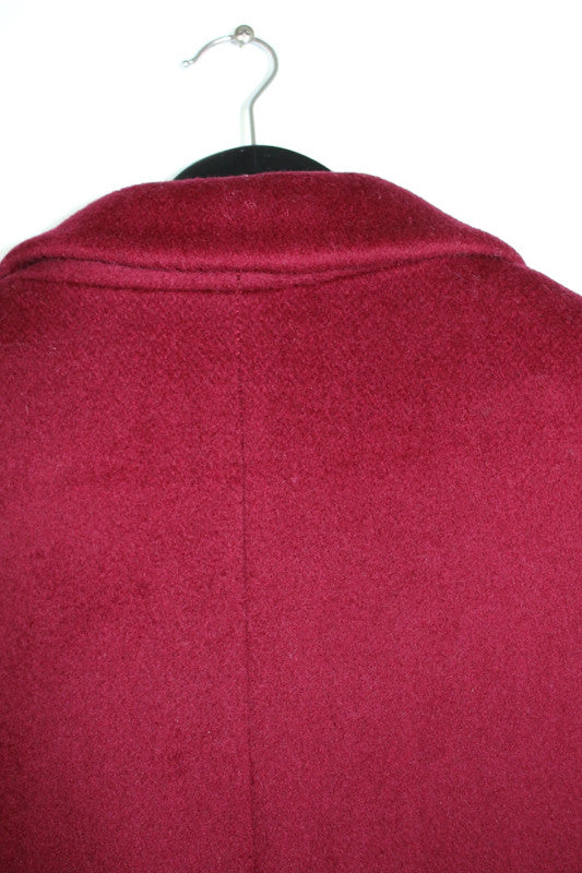 Vintage 80s 90s Ashley Scott Burgundy Virgin Wool Overcoat Paisley Lining Large