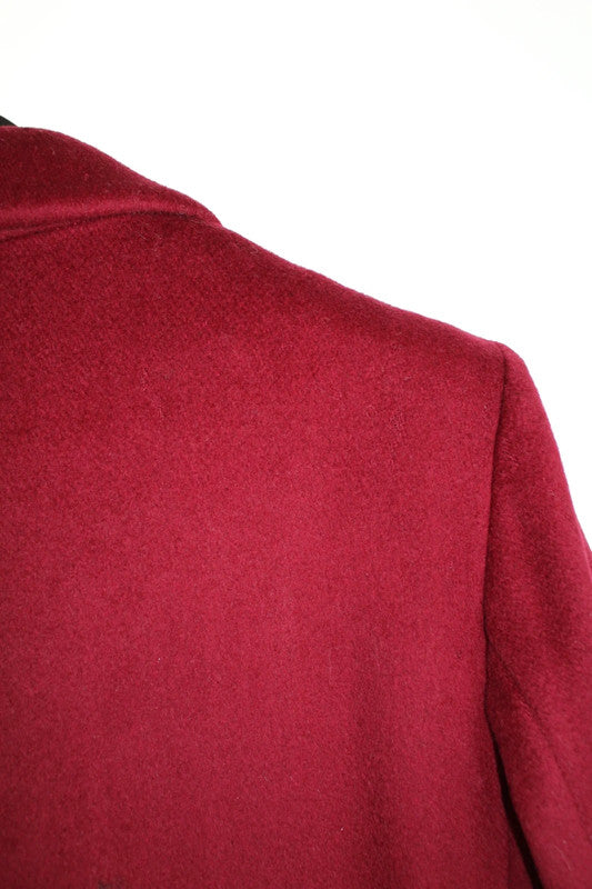 Vintage 80s 90s Ashley Scott Burgundy Virgin Wool Overcoat Paisley Lining Large
