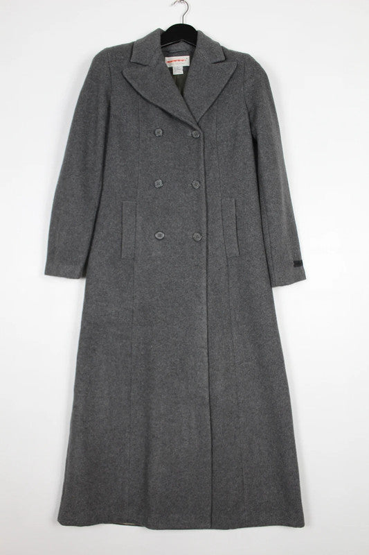Vintage 80s 90s Hennes Charcoal Grey Double Breasted Long Wool Cashmere Blend Coat