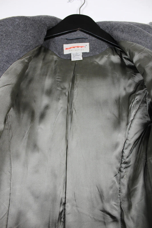 Vintage 80s 90s Hennes Charcoal Grey Double Breasted Long Wool Cashmere Blend Coat