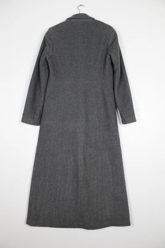 Vintage 80s 90s Hennes Charcoal Grey Double Breasted Long Wool Cashmere Blend Coat
