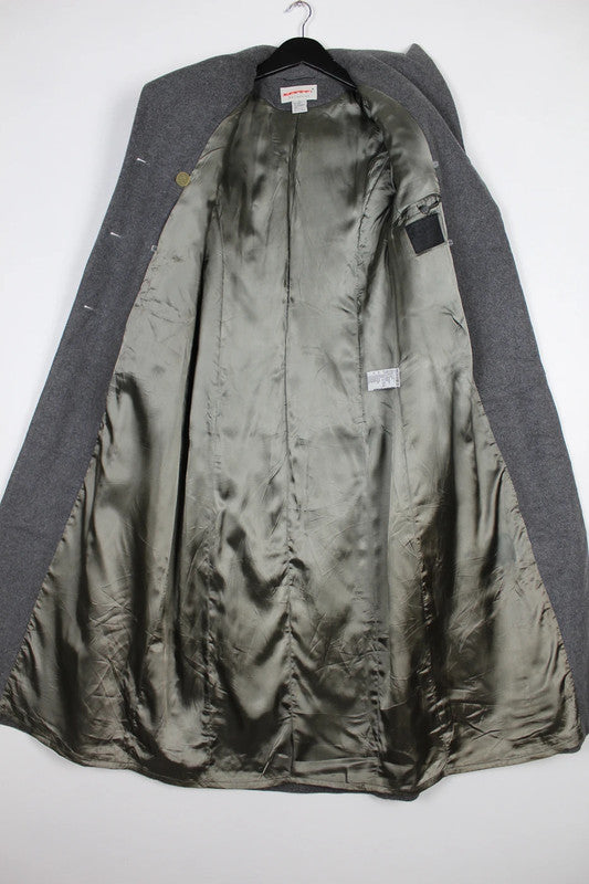 Vintage 80s 90s Hennes Charcoal Grey Double Breasted Long Wool Cashmere Blend Coat