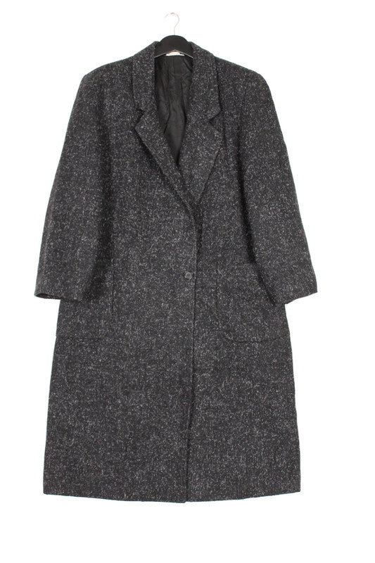 Vintage 80s 90s Dash Canada Charcoal Grey Speckled Wool Coat Single Breasted