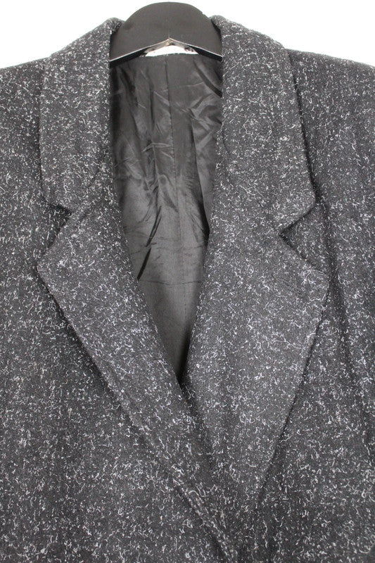 Vintage 80s 90s Dash Canada Charcoal Grey Speckled Wool Coat Single Breasted